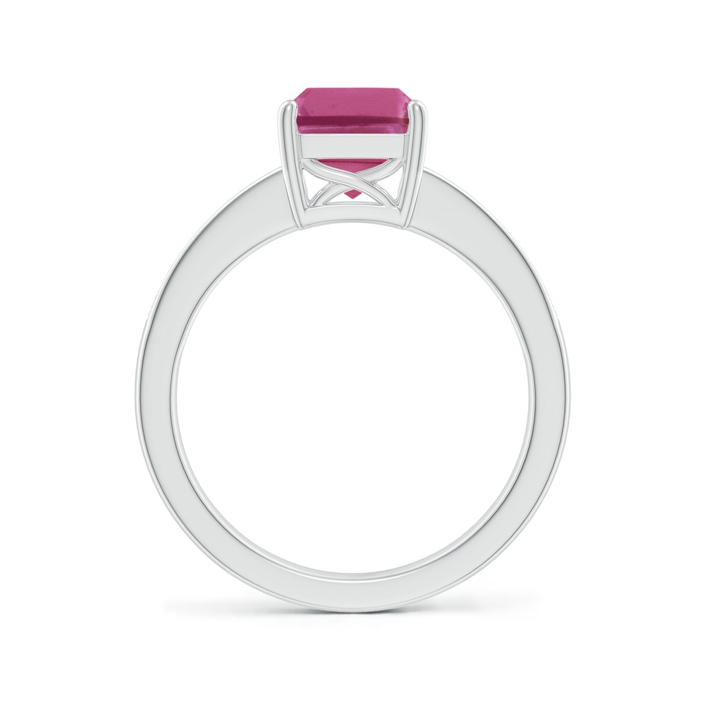 9x7mm AAAA Octagonal Pink Sapphire Cocktail Ring with Diamonds in P950 Platinum Side-1