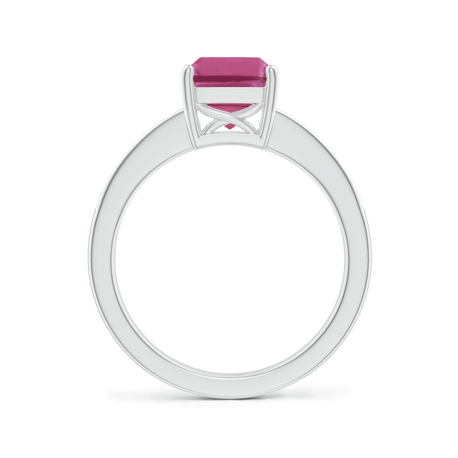 9x7mm AAAA Octagonal Pink Sapphire Cocktail Ring with Diamonds in P950 Platinum Side-1