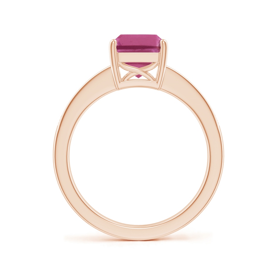 9x7mm AAAA Octagonal Pink Sapphire Cocktail Ring with Diamonds in Rose Gold Side-1