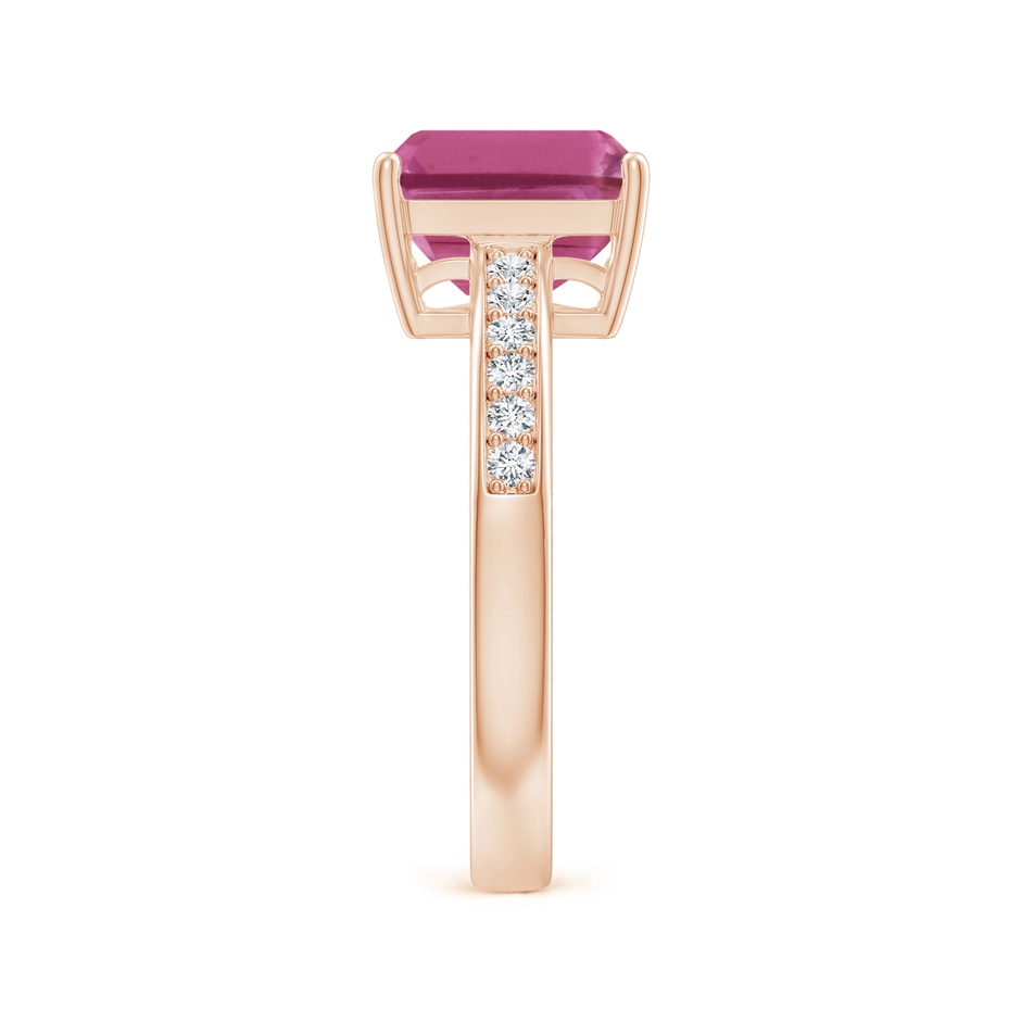 9x7mm AAAA Octagonal Pink Sapphire Cocktail Ring with Diamonds in Rose Gold Side-2