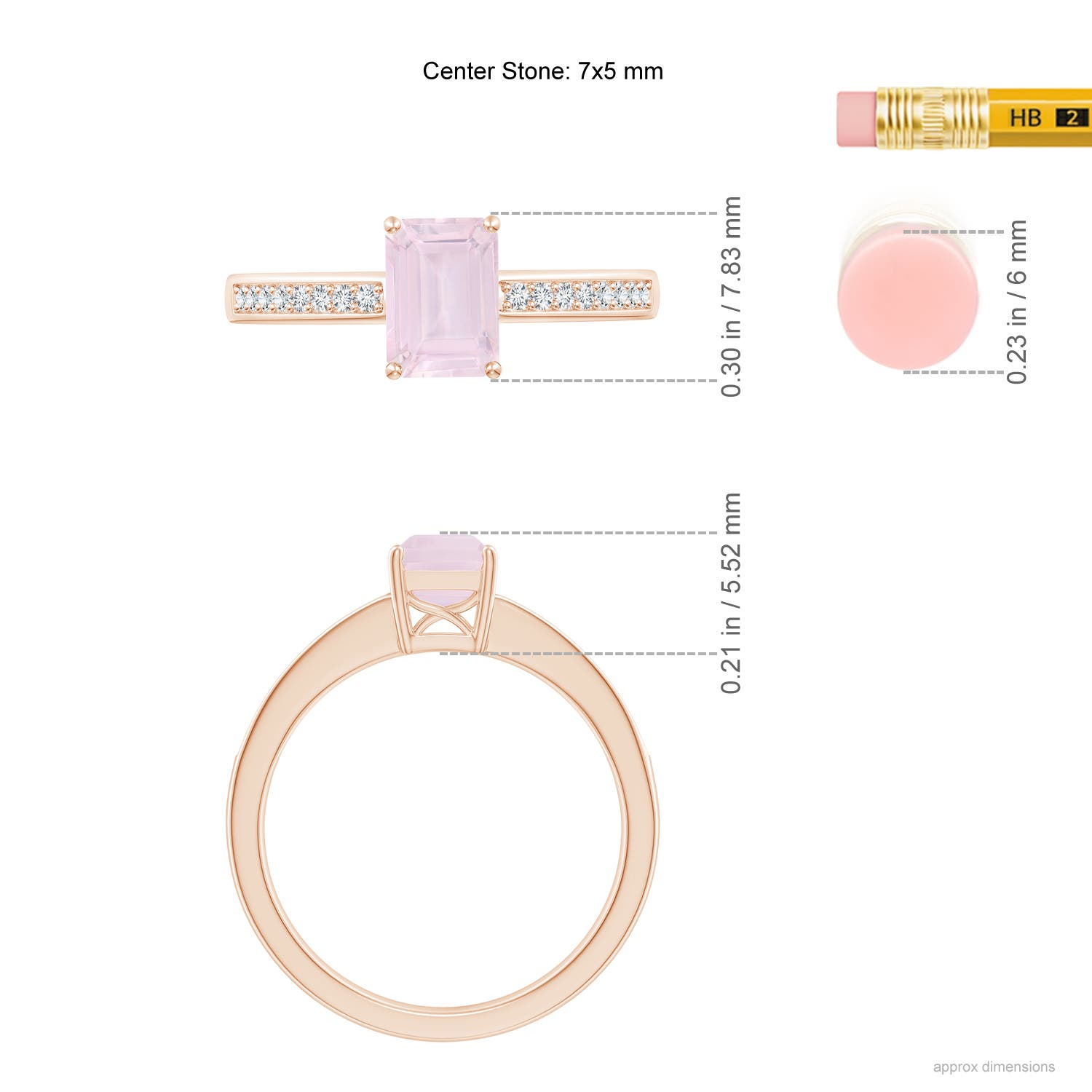 A - Rose Quartz / 0.98 CT / 14 KT Rose Gold