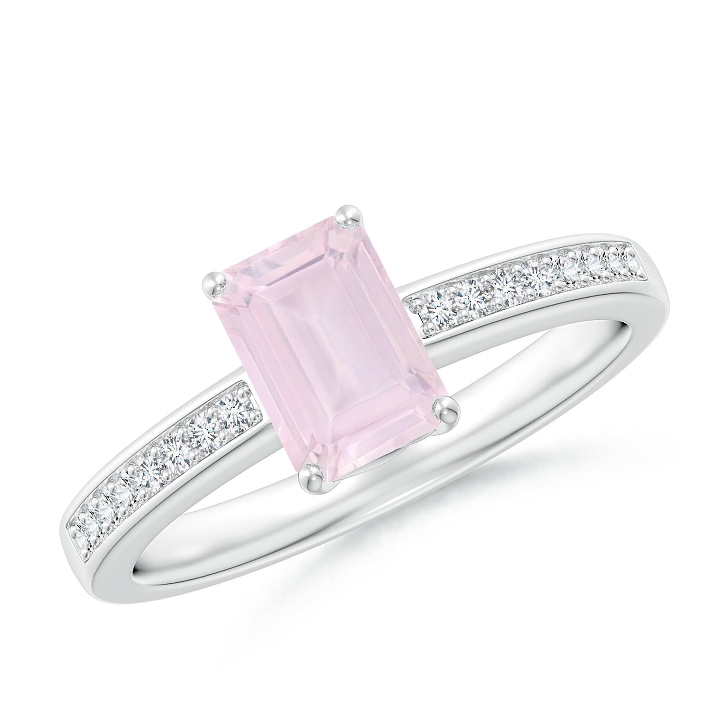 A - Rose Quartz / 0.98 CT / 14 KT White Gold