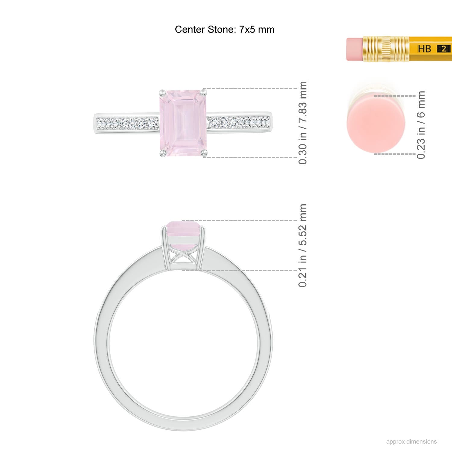 A - Rose Quartz / 0.98 CT / 14 KT White Gold