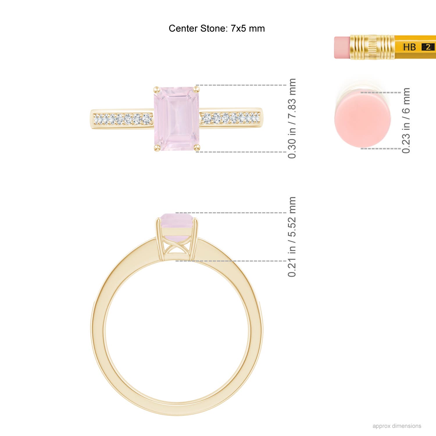 A - Rose Quartz / 0.98 CT / 14 KT Yellow Gold