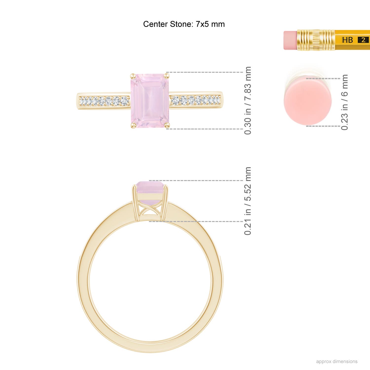 AA - Rose Quartz / 0.98 CT / 14 KT Yellow Gold