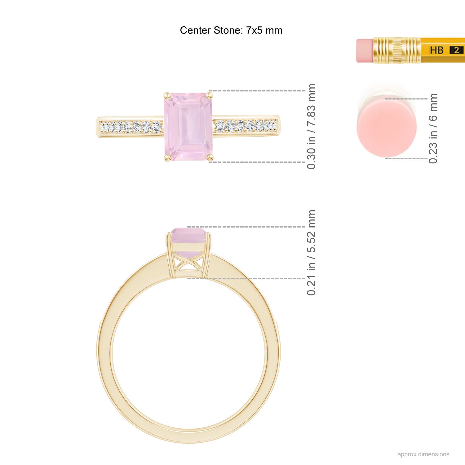 AAA - Rose Quartz / 0.98 CT / 14 KT Yellow Gold