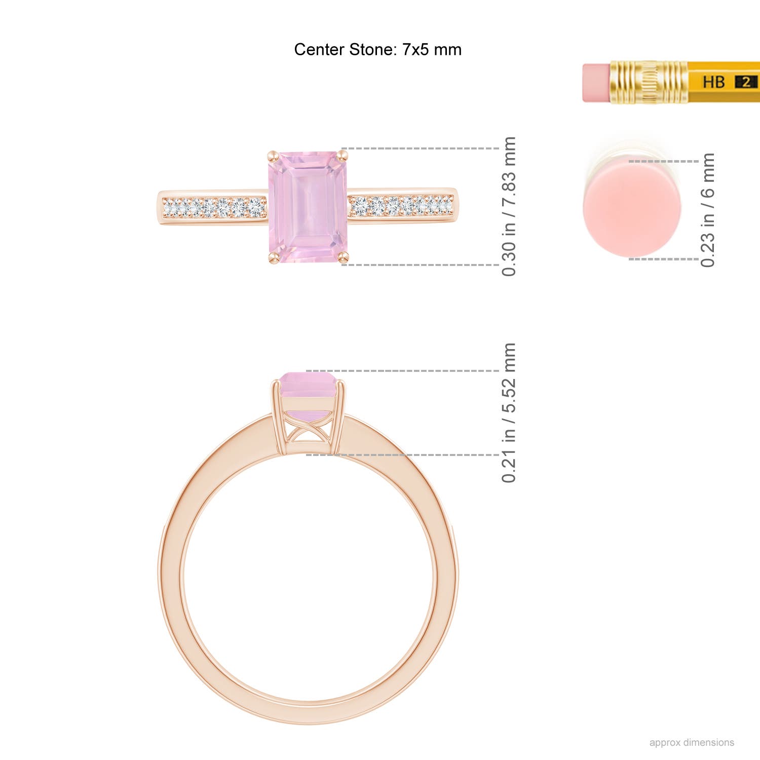 AAAA - Rose Quartz / 0.98 CT / 14 KT Rose Gold