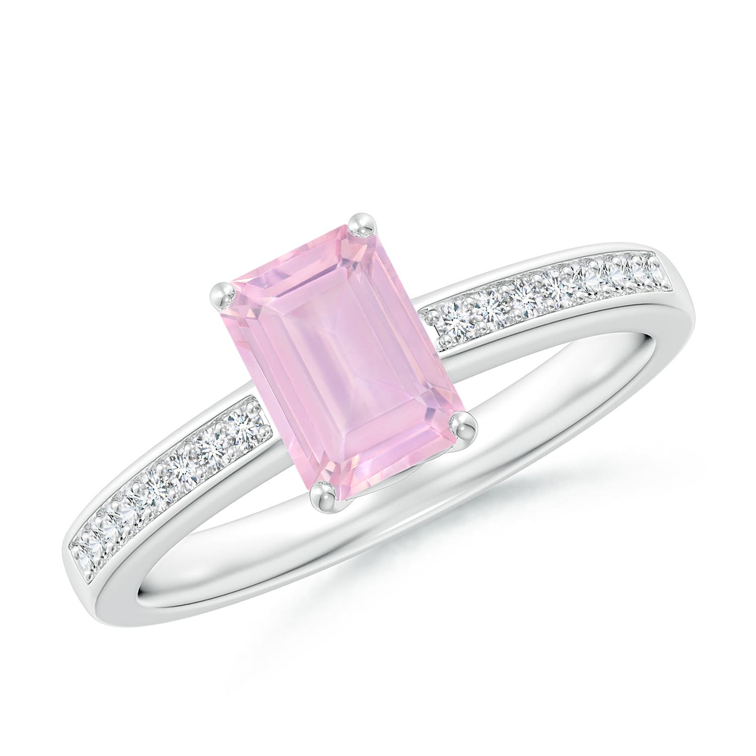 AAAA - Rose Quartz / 0.98 CT / 14 KT White Gold