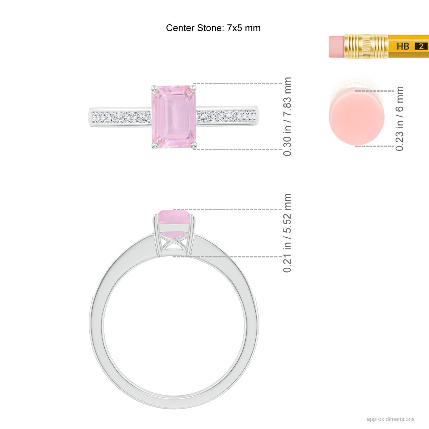 AAAA - Rose Quartz / 0.98 CT / 14 KT White Gold