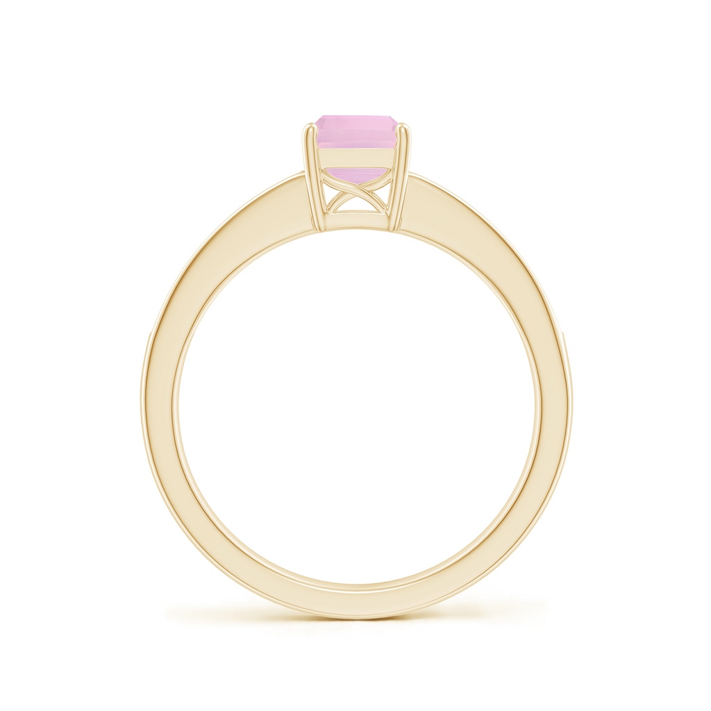 7x5mm AAAA Octagonal Rose Quartz Cocktail Ring with Diamonds in Yellow Gold Side 1