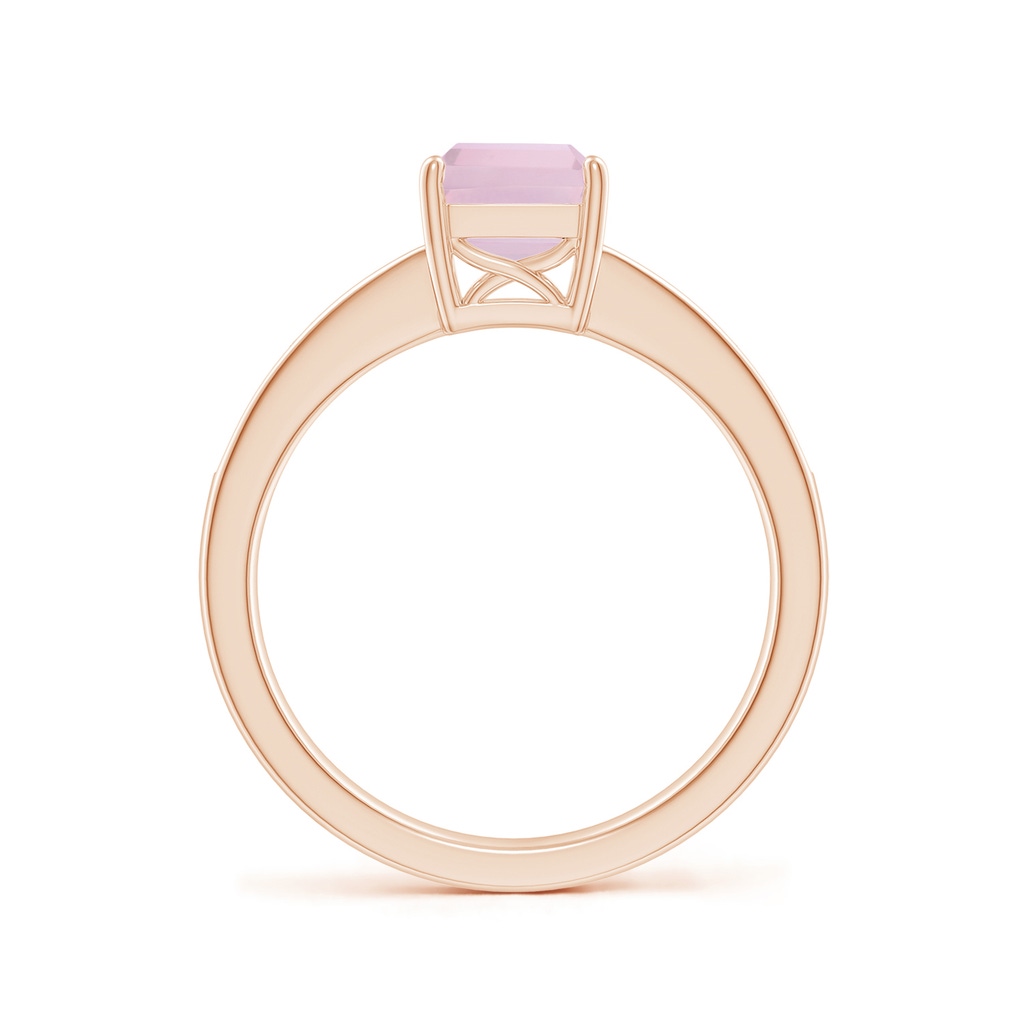8x6mm AAA Octagonal Rose Quartz Cocktail Ring with Diamonds in Rose Gold Side 1
