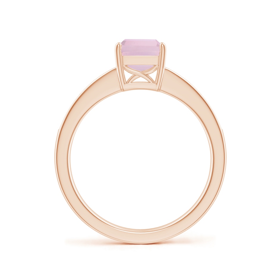 8x6mm AAA Octagonal Rose Quartz Cocktail Ring with Diamonds in Rose Gold side 1