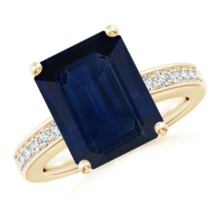 12x10mm AA Octagonal Sapphire Cocktail Ring with Diamonds in 9K Yellow Gold