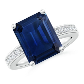 12x10mm AAA Octagonal Sapphire Cocktail Ring with Diamonds in P950 Platinum