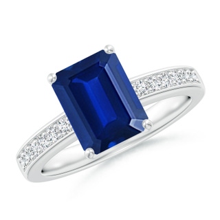 9x7mm AAAA Octagonal Sapphire Cocktail Ring with Diamonds in P950 Platinum