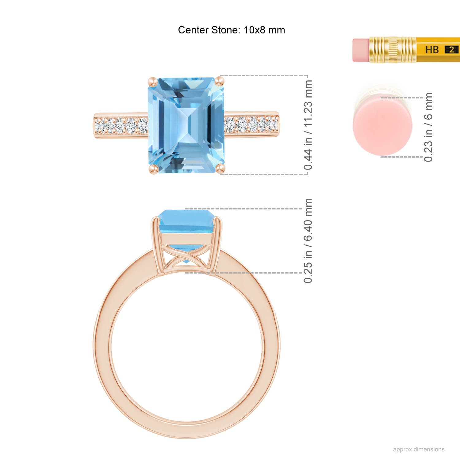 A - Swiss Blue Topaz / 4.17 CT / 14 KT Rose Gold