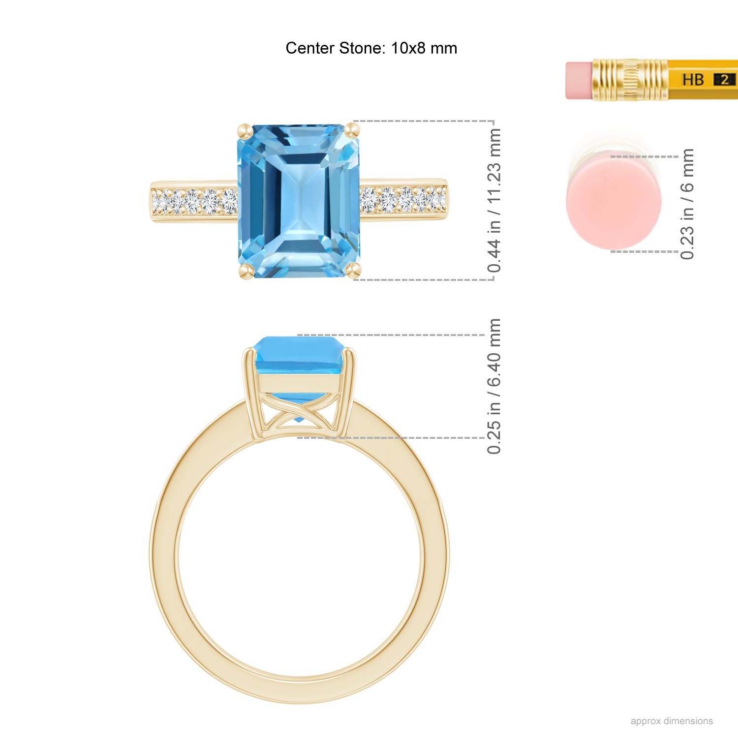 AA - Swiss Blue Topaz / 4.17 CT / 14 KT Yellow Gold