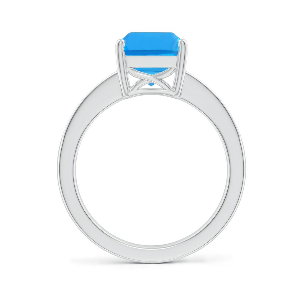 10x8mm AAAA Octagonal Swiss Blue Topaz Cocktail Ring with Diamonds in White Gold Side-1