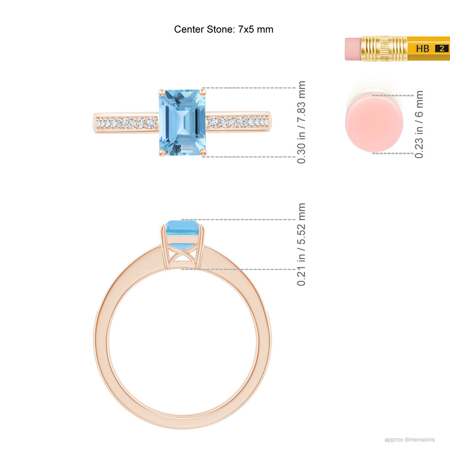 A - Swiss Blue Topaz / 1.33 CT / 14 KT Rose Gold