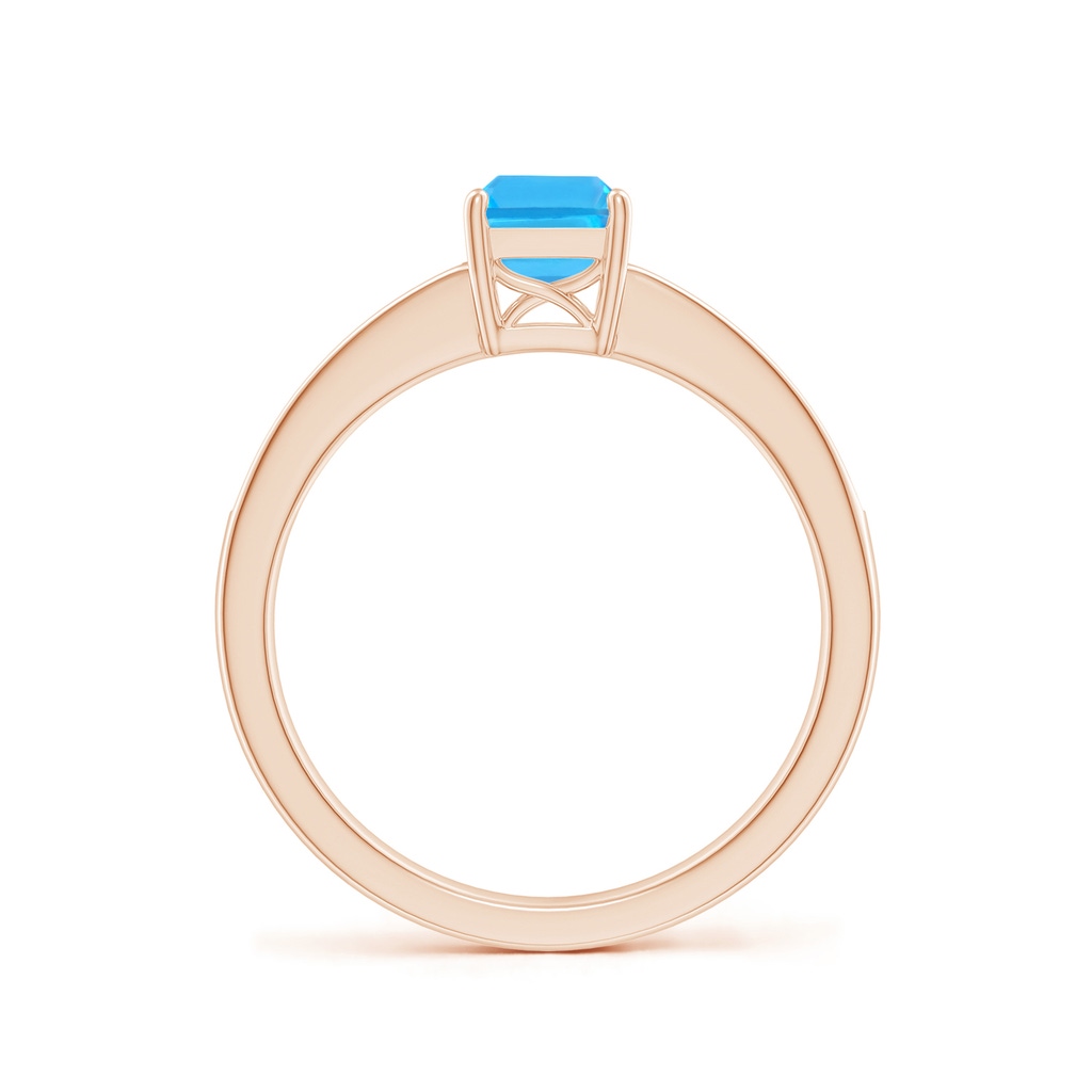 7x5mm AAA Octagonal Swiss Blue Topaz Cocktail Ring with Diamonds in Rose Gold Side-1