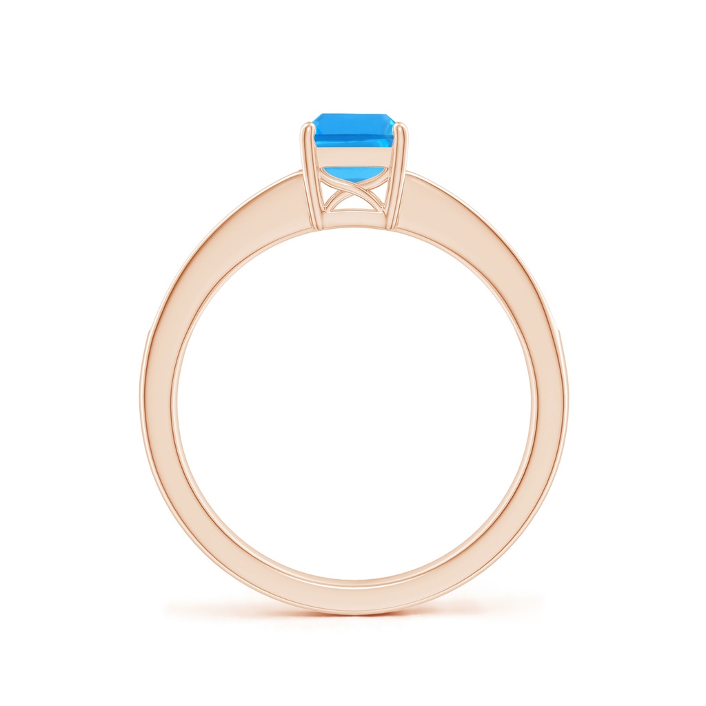 7x5mm AAAA Octagonal Swiss Blue Topaz Cocktail Ring with Diamonds in Rose Gold Side-1