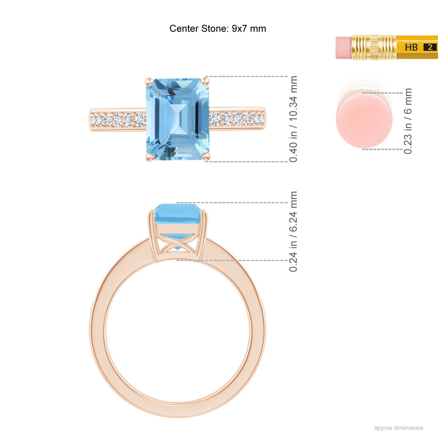 A - Swiss Blue Topaz / 2.89 CT / 14 KT Rose Gold