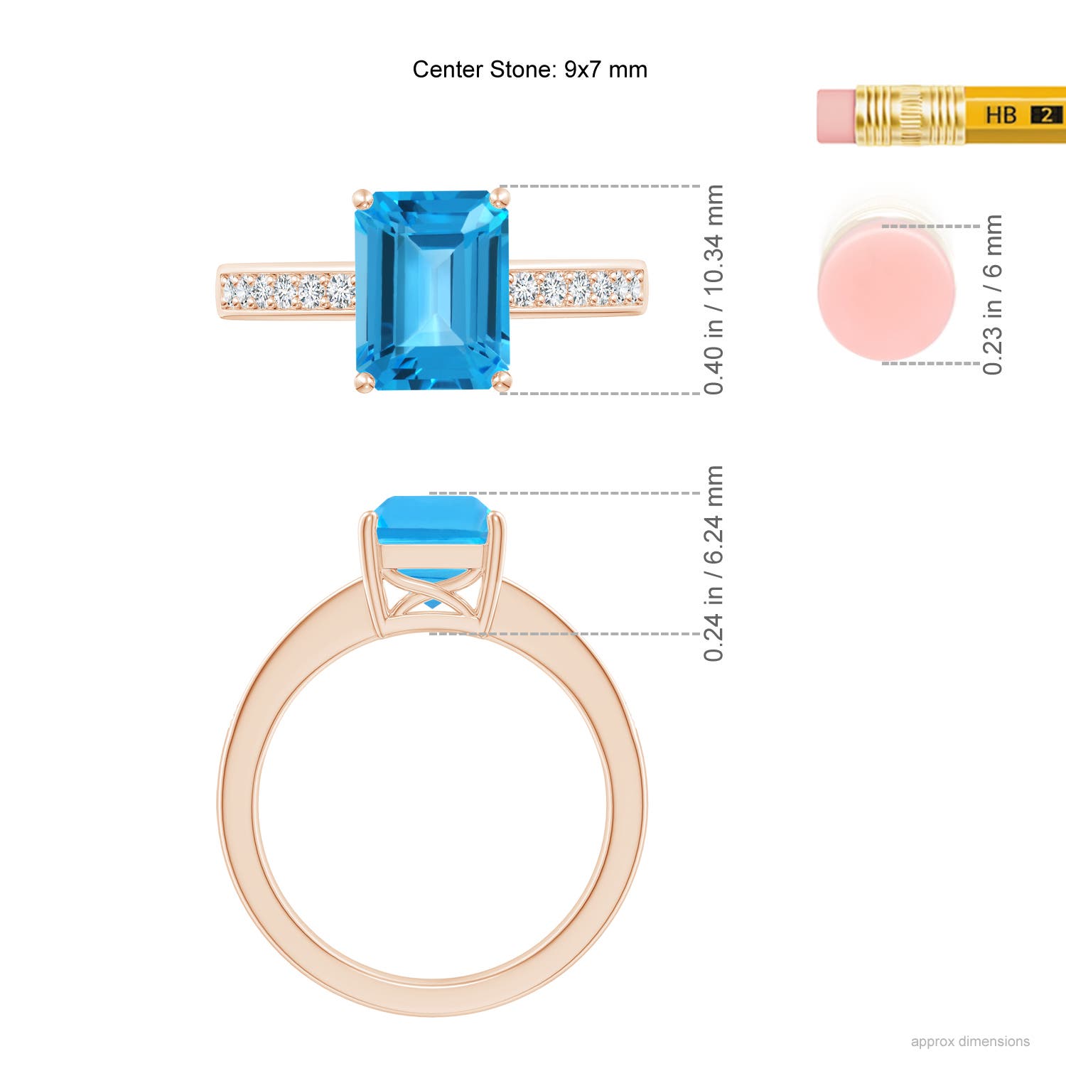 AAA - Swiss Blue Topaz / 2.89 CT / 14 KT Rose Gold