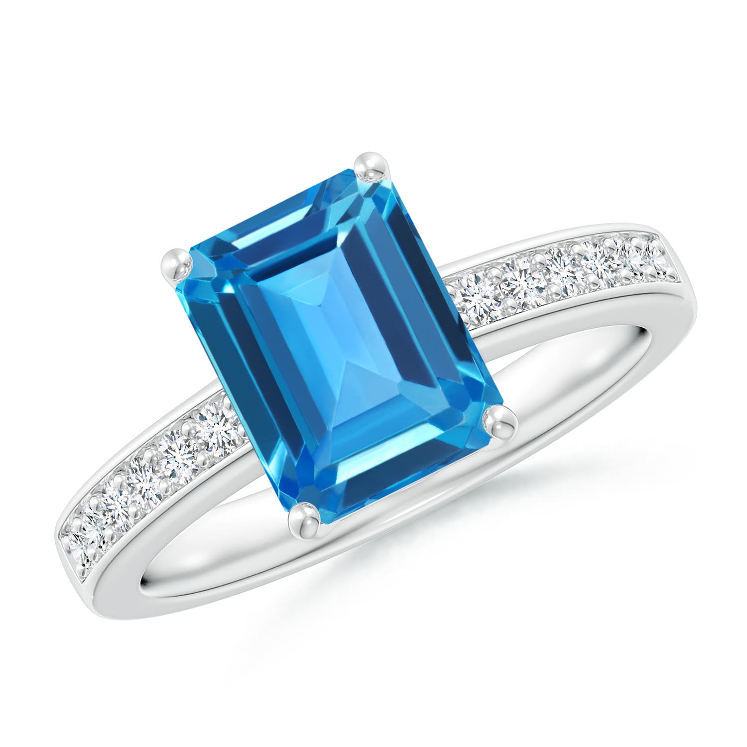 AAAA - Swiss Blue Topaz / 2.89 CT / 14 KT White Gold