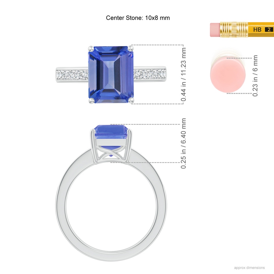 10x8mm AA Octagonal Tanzanite Cocktail Ring with Diamonds in P950 Platinum ruler