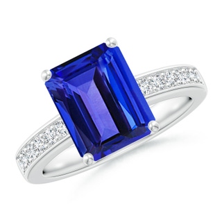 10x8mm AAAA Octagonal Tanzanite Cocktail Ring with Diamonds in P950 Platinum