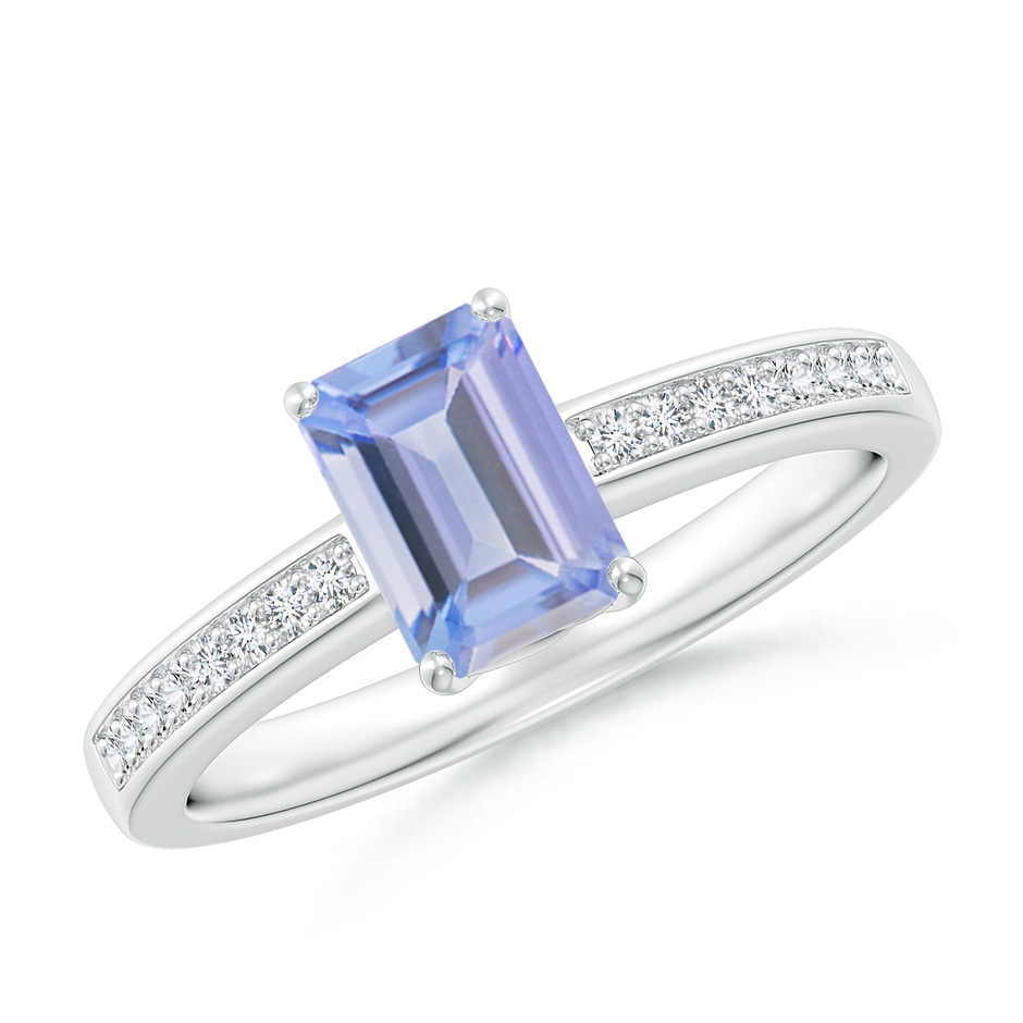 7x5mm A Octagonal Tanzanite Cocktail Ring with Diamonds in P950 Platinum 