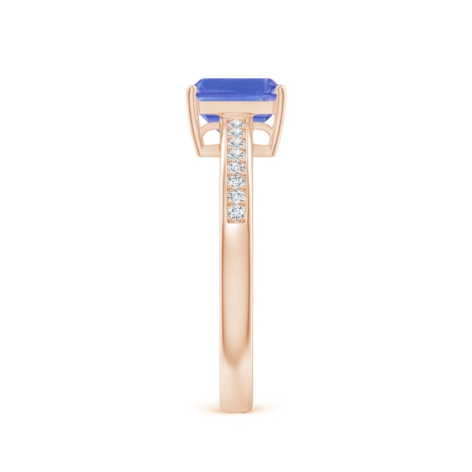 7x5mm AA Octagonal Tanzanite Cocktail Ring with Diamonds in 9K Rose Gold side 2