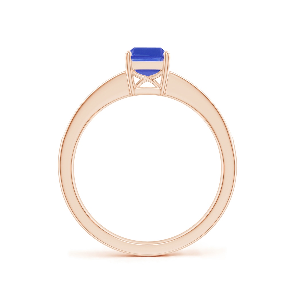 7x5mm AAA Octagonal Tanzanite Cocktail Ring with Diamonds in Rose Gold Side-1