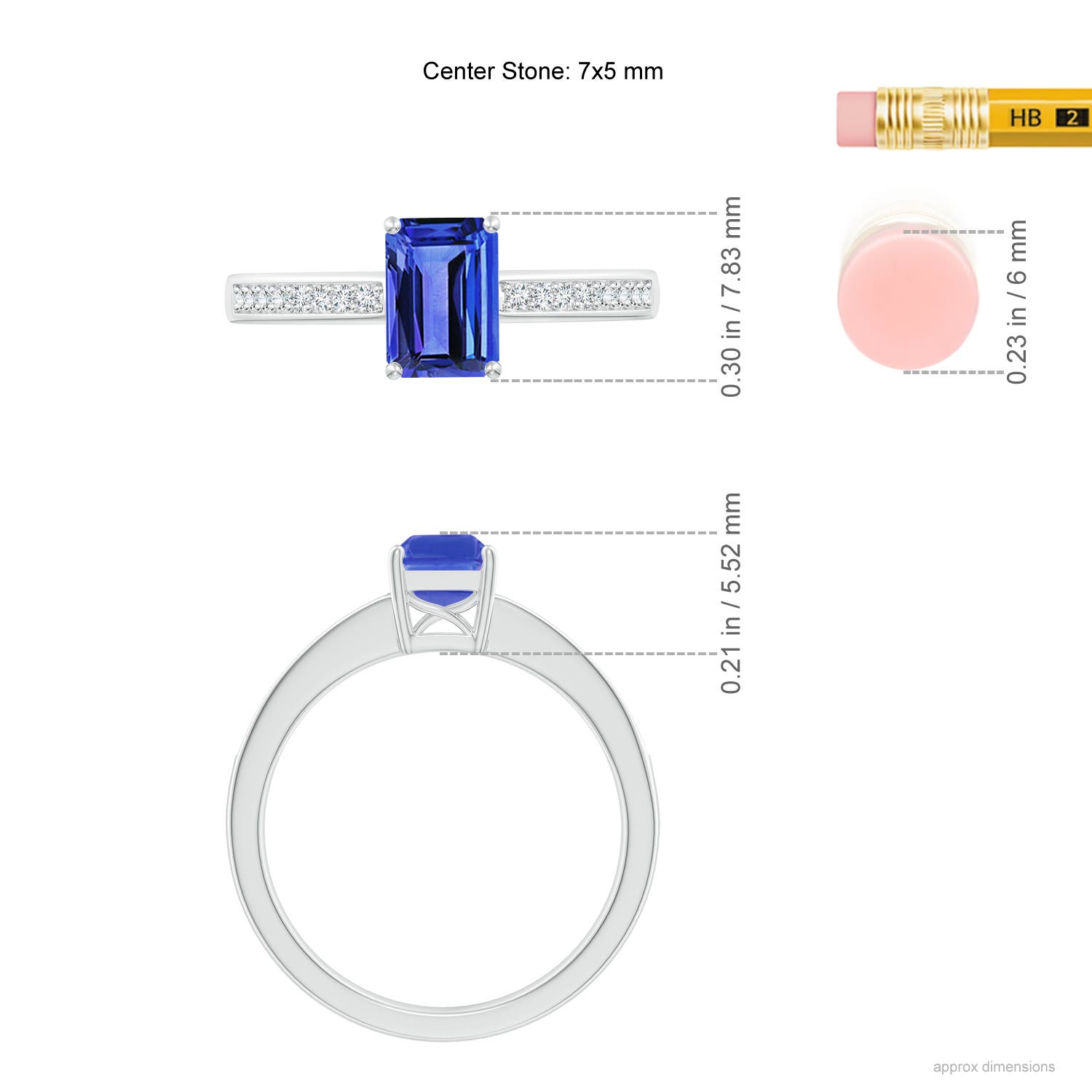 AAA - Tanzanite / 1.13 CT / 14 KT White Gold