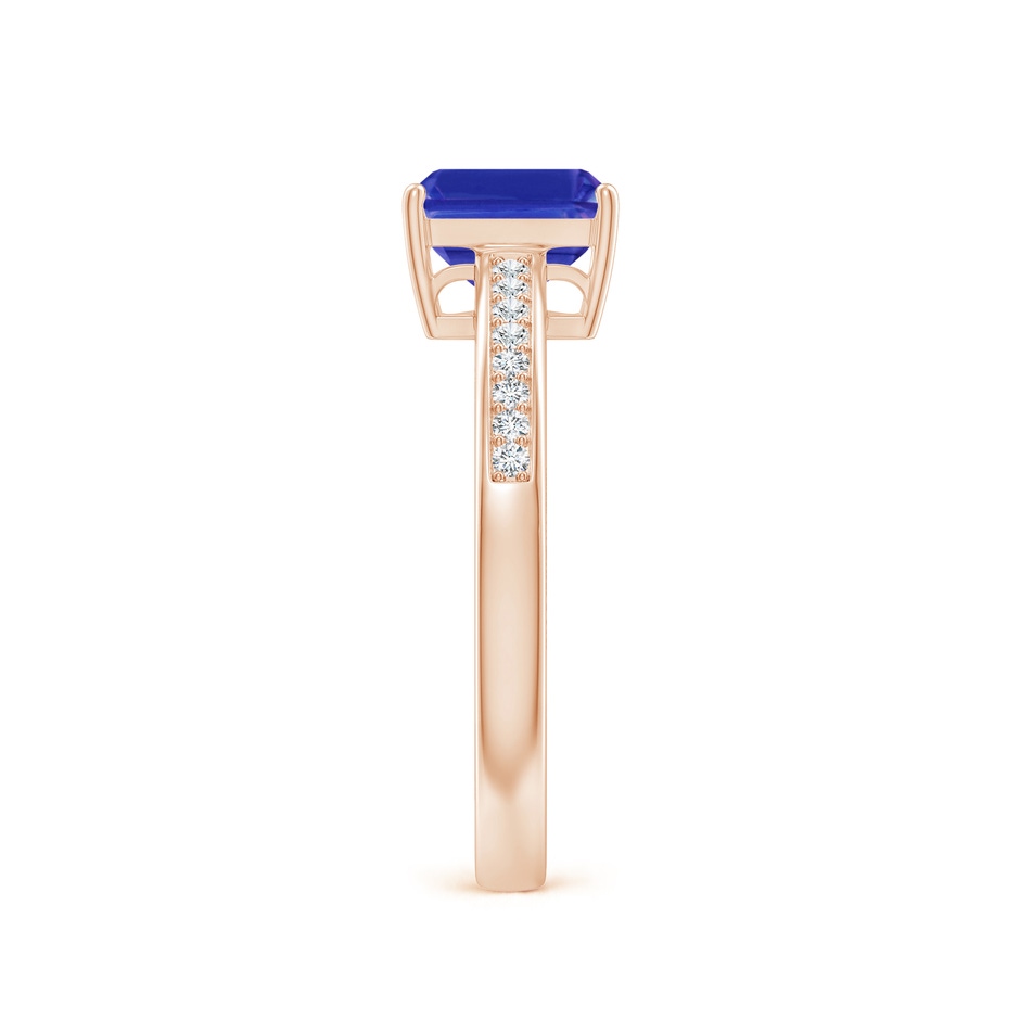 7x5mm AAAA Octagonal Tanzanite Cocktail Ring with Diamonds in 9K Rose Gold side 2