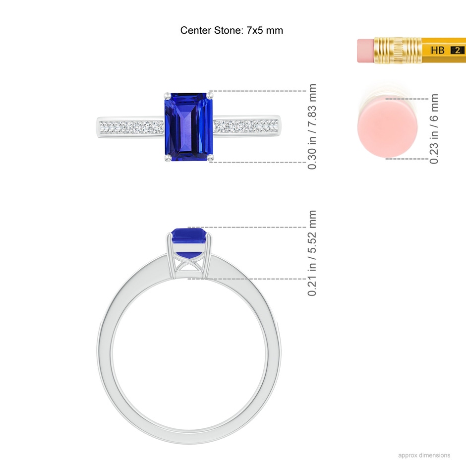 7x5mm AAAA Octagonal Tanzanite Cocktail Ring with Diamonds in P950 Platinum ruler