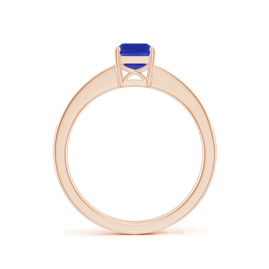 7x5mm AAAA Octagonal Tanzanite Cocktail Ring with Diamonds in Rose Gold side-1