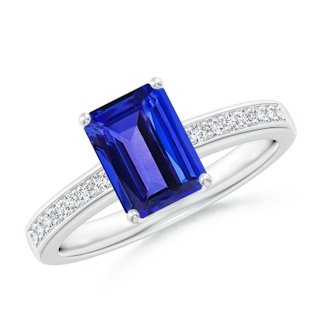 8x6mm AAAA Octagonal Tanzanite Cocktail Ring with Diamonds in P950 Platinum