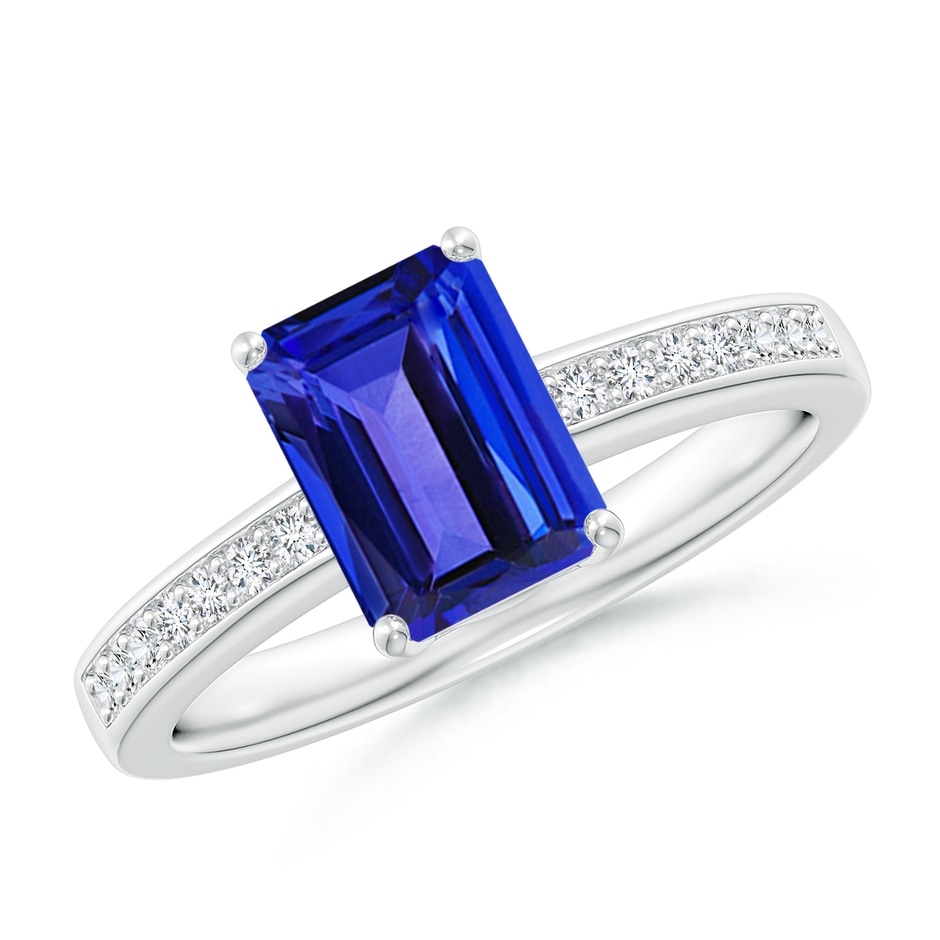 8x6mm AAAA Octagonal Tanzanite Cocktail Ring with Diamonds in P950 Platinum 
