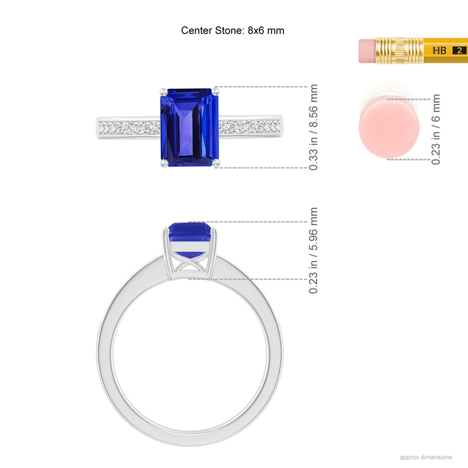8x6mm AAAA Octagonal Tanzanite Cocktail Ring with Diamonds in P950 Platinum ruler