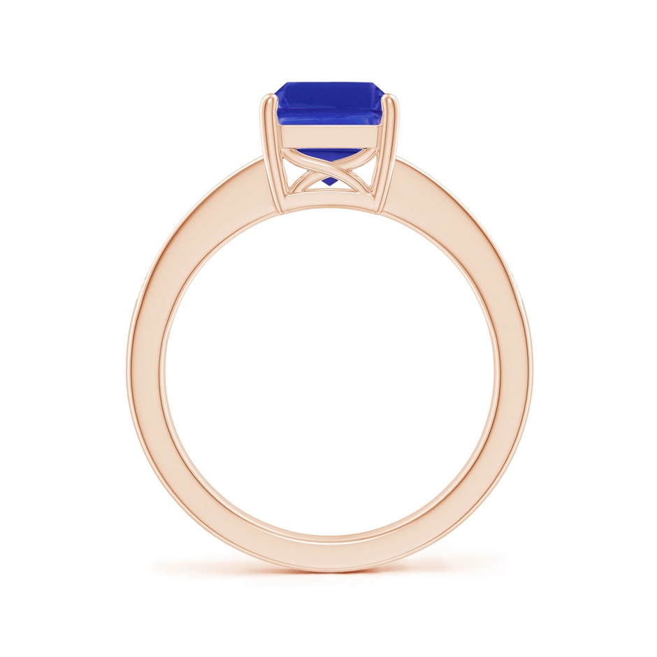 9x7mm AAAA Octagonal Tanzanite Cocktail Ring with Diamonds in Rose Gold side-1