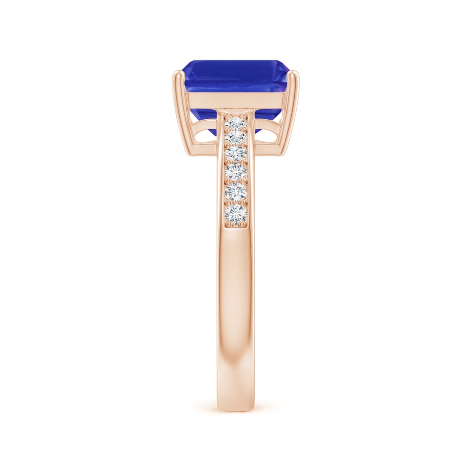 9x7mm AAAA Octagonal Tanzanite Cocktail Ring with Diamonds in Rose Gold side-2