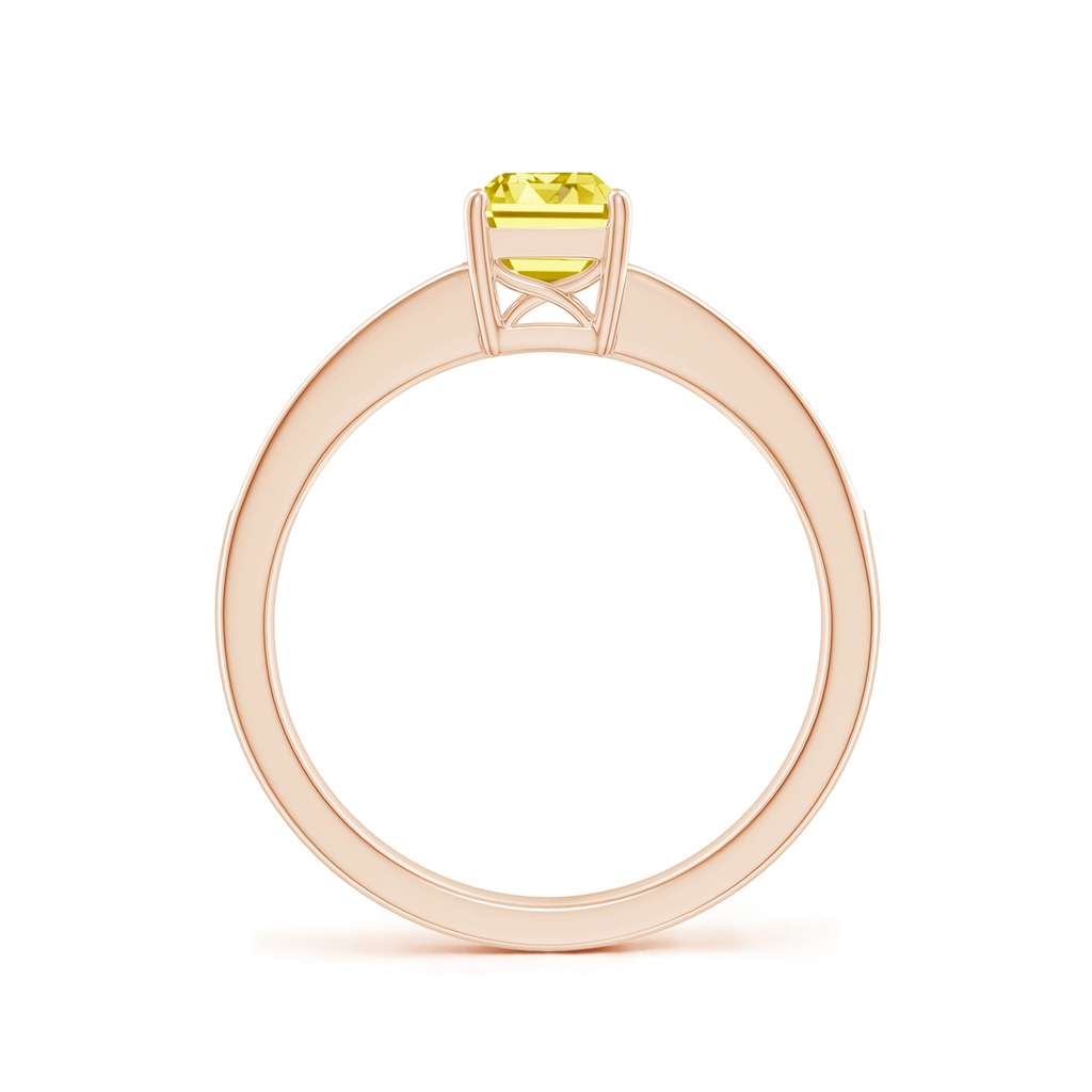 7x5mm AAAA Octagonal Fancy Intense Yellow Diamond Cocktail Ring in Rose Gold - side 199