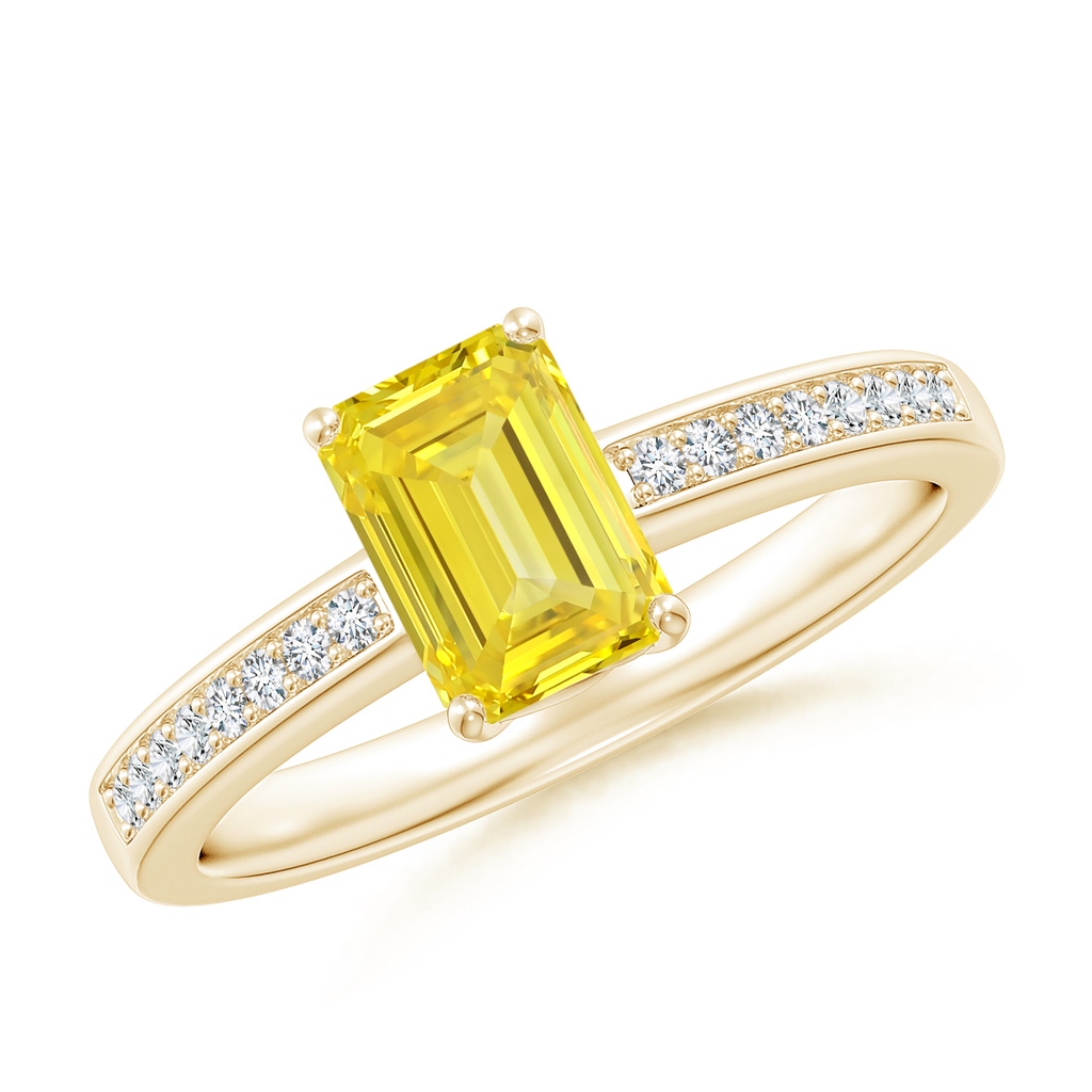 7x5mm AAAA Octagonal Fancy Intense Yellow Diamond Cocktail Ring in Yellow Gold