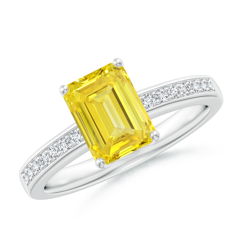 8x6mm AAAA Octagonal Fancy Intense Yellow Diamond Cocktail Ring in P950 Platinum 