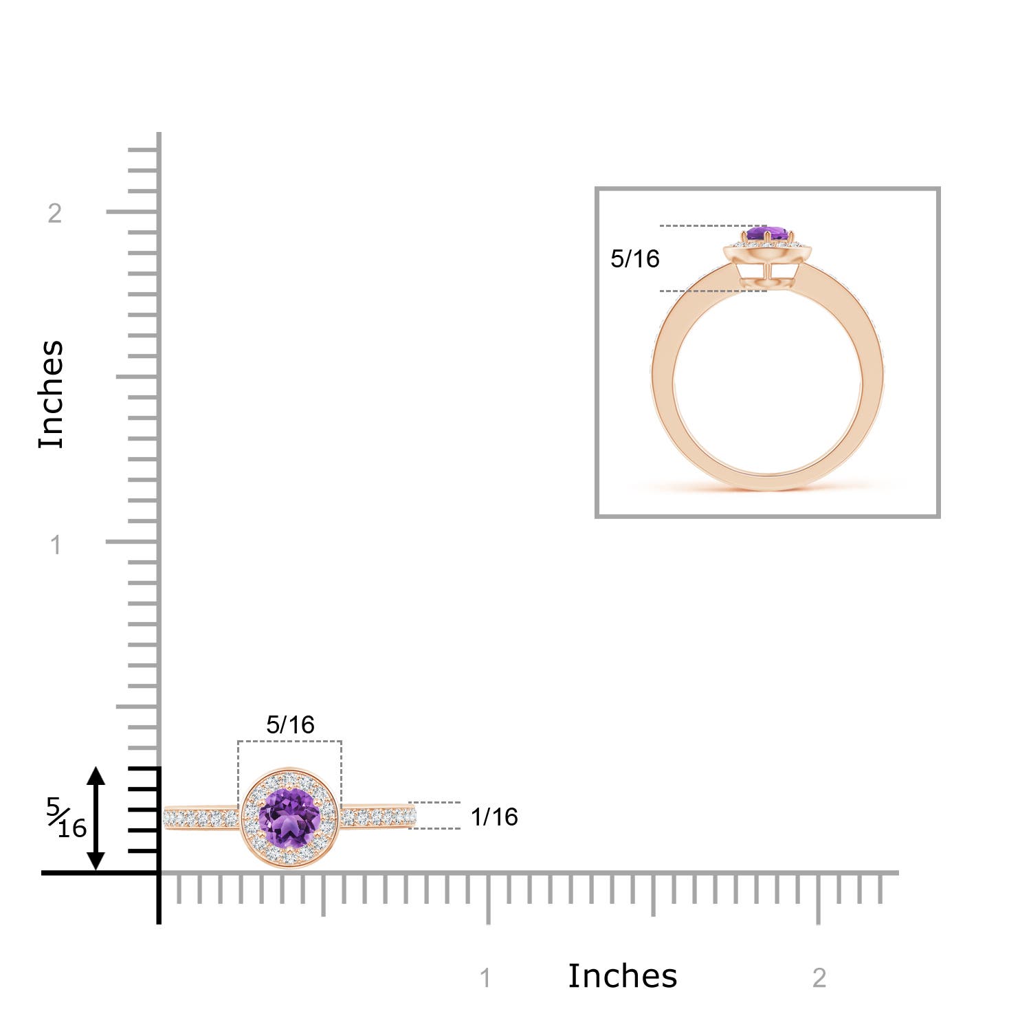 AA - Amethyst / 0.41 CT / 14 KT Rose Gold