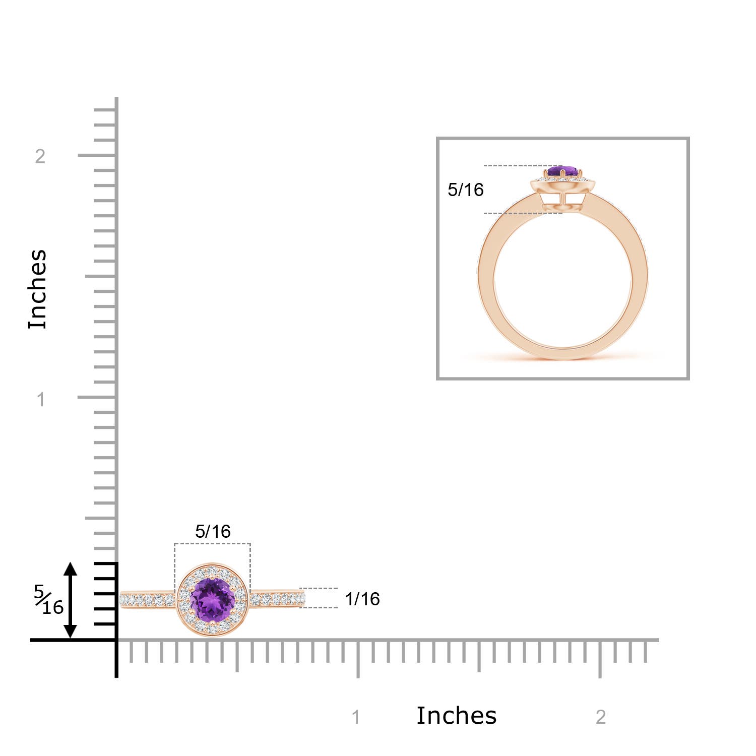 AAA - Amethyst / 0.41 CT / 14 KT Rose Gold