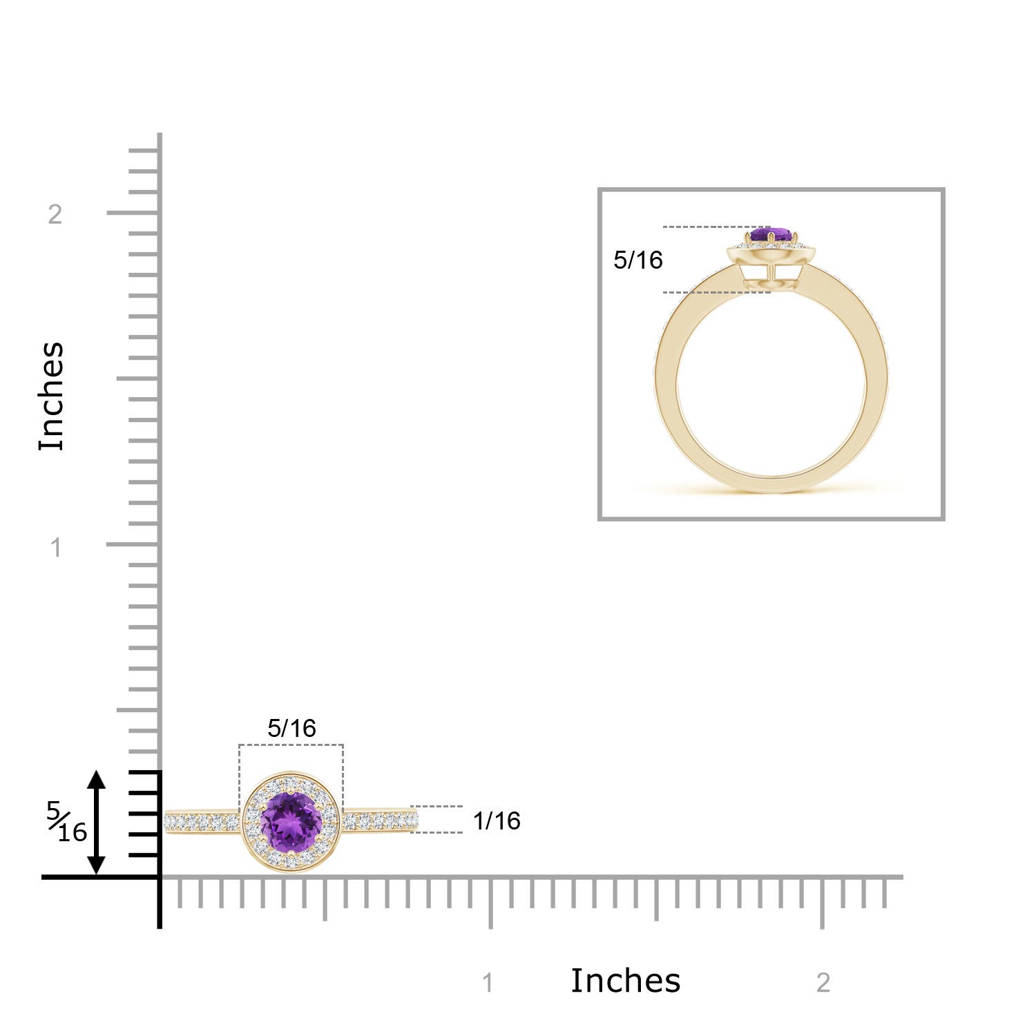 AAA - Amethyst / 0.41 CT / 14 KT Yellow Gold