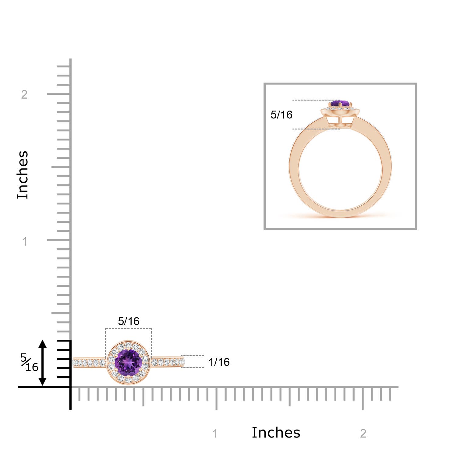 AAAA - Amethyst / 0.41 CT / 14 KT Rose Gold