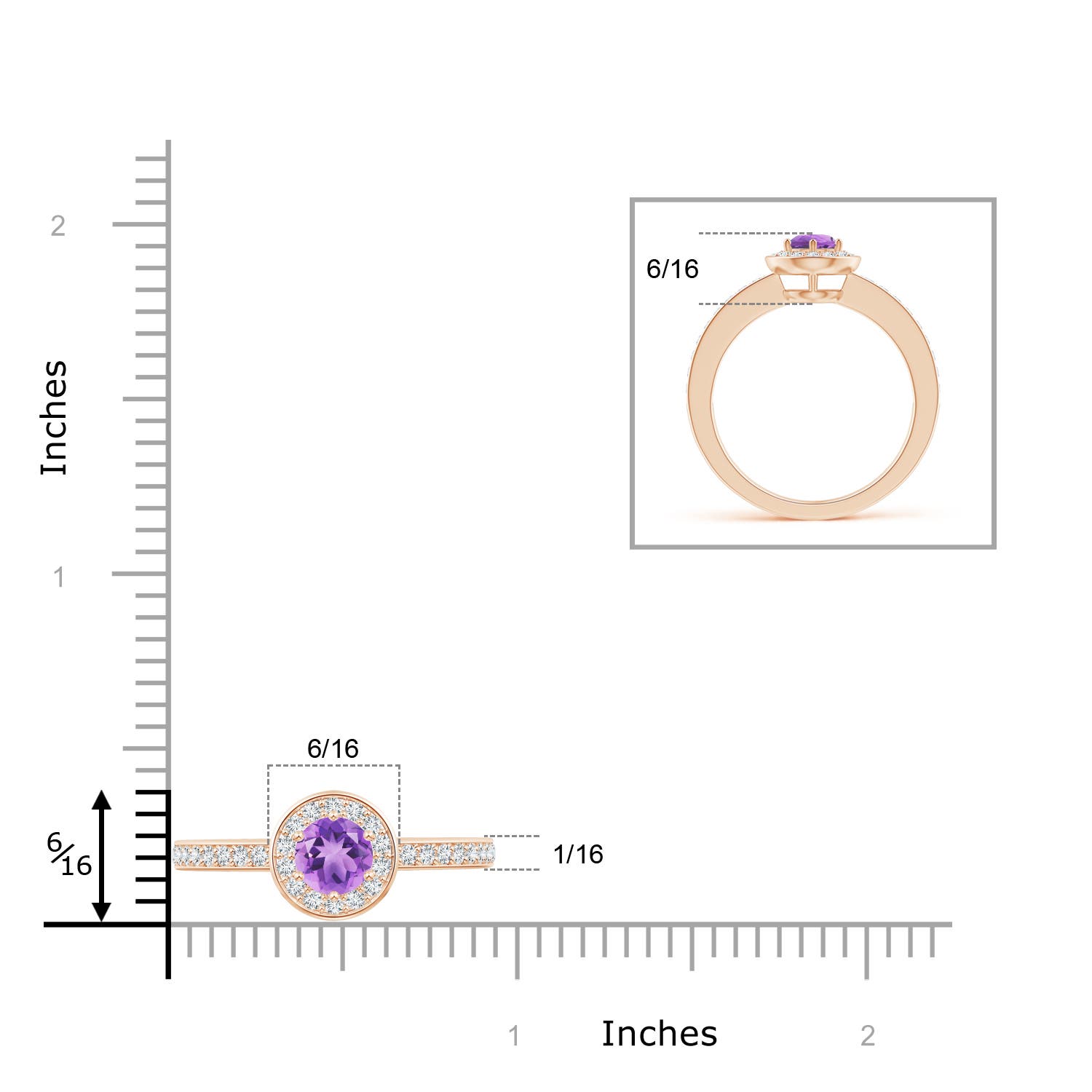 A - Amethyst / 0.67 CT / 14 KT Rose Gold